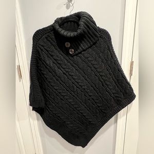 Black cable knit poncho